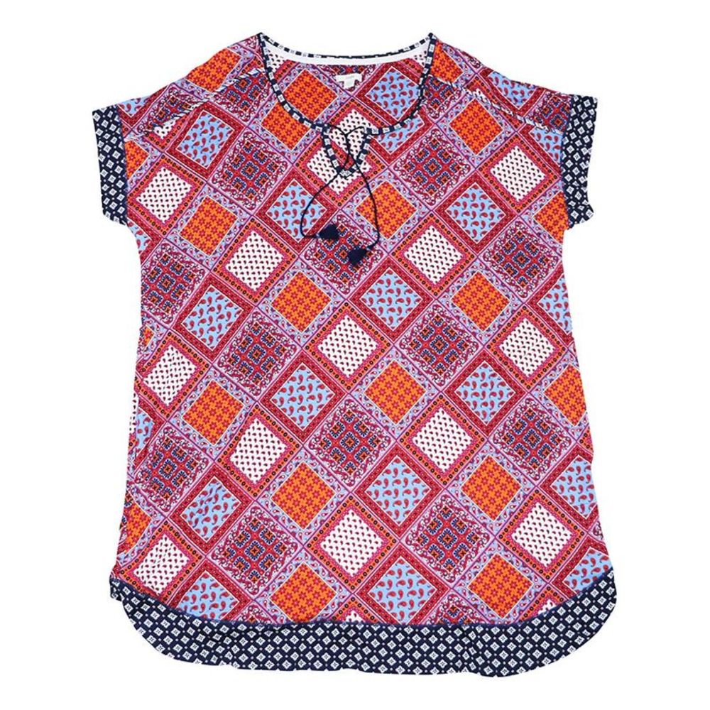 Layla Womens Plus Size Contrast Print Keyhole Sleepshirt 2X